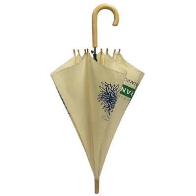Khung sợi thủy tinh Khung kim loại Auto Open Stick Umbrella Tay cầm bằng gỗ