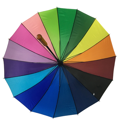 16 Màu Rainbow Umbrella Metal Shaft Cây cầm Pongee Cover