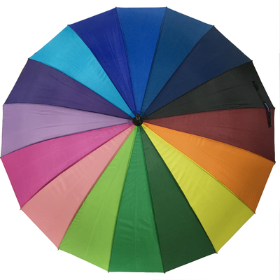 16 Màu Rainbow Umbrella Metal Shaft Cây cầm Pongee Cover