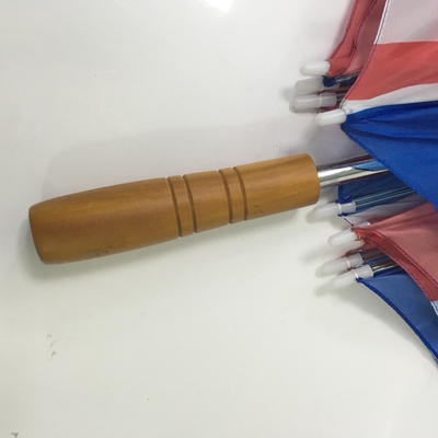 Đen 8-Ribs tay cầm thẳng chống gió Compact Golf dù
