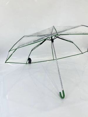 Hướng dẫn tối giản mở, 3 lần gấp tay cầm da Mây mưa trong suốt 21 inch Dễ mang