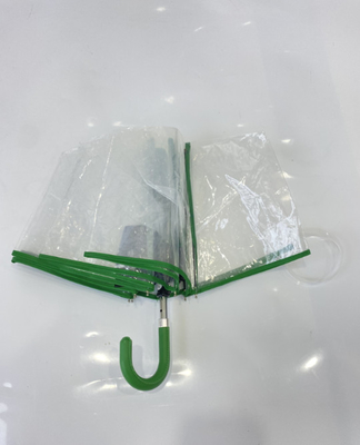 Hướng dẫn tối giản mở, 3 lần gấp tay cầm da Mây mưa trong suốt 21 inch Dễ mang
