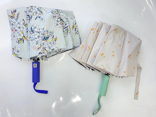 UPF 50 tự động mở / đóng Pongee UV bãi biển dù 23 inch 12 xương sườn mạnh mẽ chống gió
