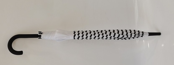 23 inch 8 sườn sợi thủy tinh tự động mở gậy dù với hình J cao su bọc tay cầm nhựa