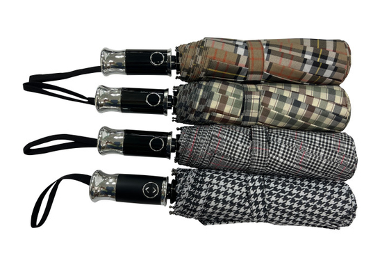 3 gấp Pongee với chiếc ô xe ô với khung kim loại và tay cầm tự động