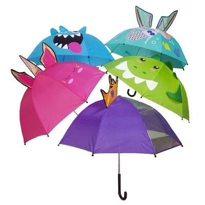 18 Inch Compact Animals Kids Umbrella With Customized Print Dễ mang theo