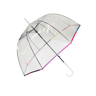 Áo mưa PVC trong suốt hình mái vòm với xương sườn sợi thủy tinh 23 inch Logo tùy chỉnh