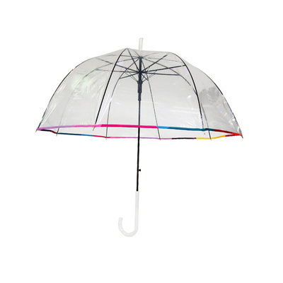 Áo mưa PVC trong suốt hình mái vòm với xương sườn sợi thủy tinh 23 inch Logo tùy chỉnh
