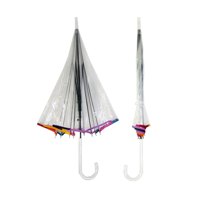 Áo mưa PVC trong suốt hình mái vòm với xương sườn sợi thủy tinh 23 inch Logo tùy chỉnh