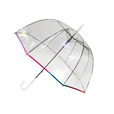 Áo mưa PVC trong suốt hình mái vòm với xương sườn sợi thủy tinh 23 inch Logo tùy chỉnh