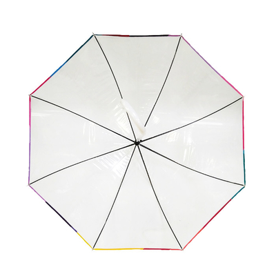 Áo mưa PVC trong suốt hình mái vòm với xương sườn sợi thủy tinh 23 inch Logo tùy chỉnh
