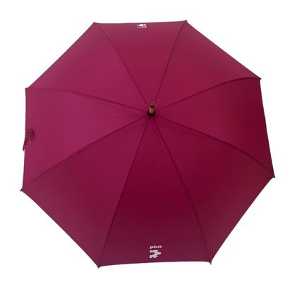 Windproof Burgandy Golf Parasol  Compact Golf Raincoat With Bamboo Handle