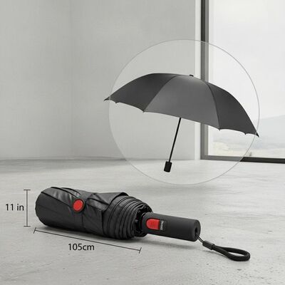 Chiếc ô đi du lịch tự động có chiều dài gấp 11 inch bao gồm đường kính mở 105cm và điều khiển mở và đóng bằng tay đảm bảo bảo che phủ