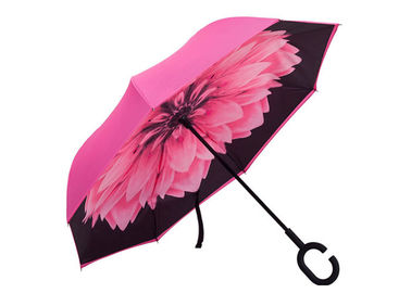 Phụ nữ màu hồng cổ điển hình chữ C Xử lý ô dù cho mưa thời tiết