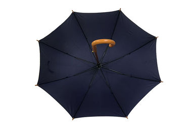 Bền nam màu xanh hải quân Ô dù tay cầm bằng gỗ cong cho mưa thời tiết