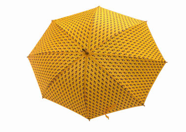 Màu vàng của phụ nữ bằng gỗ mưa ô tay cầm bằng gỗ Vải Polyester
