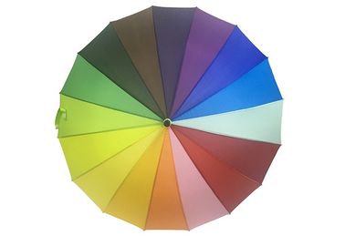 16 Ribs Rainbow Color Quảng cáo ô dù Golf Khung kim loại mạnh hơn