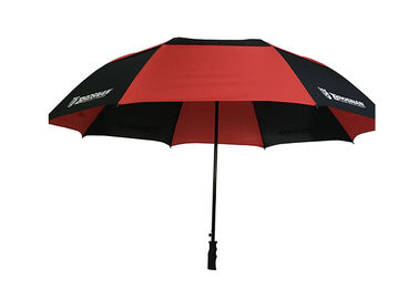 Đen Red Double Canopy Windproof Golf Umbrellas Tay cầm bằng nhựa chống gió
