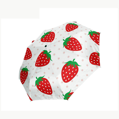 Strawberry Print Bảo vệ tia UV Ô dù có thể gập lại chống gió bán tự động cho phụ nữ