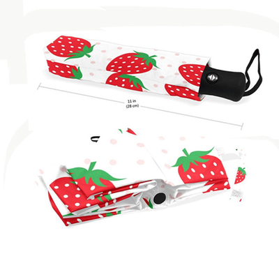 Strawberry Print Bảo vệ tia UV Ô dù có thể gập lại chống gió bán tự động cho phụ nữ