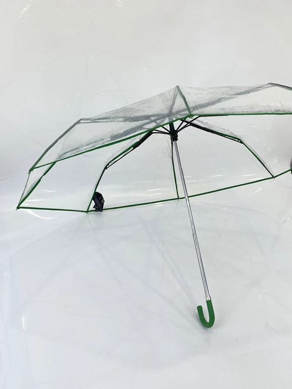 Hướng dẫn tối giản mở, 3 lần gấp tay cầm da Mây mưa trong suốt 21 inch Dễ mang