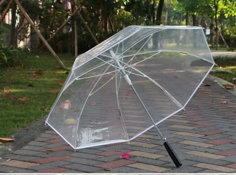 Chiếc ô golf trong suốt với đèn LED cho mưa với xương sườn sợi thủy tinh và trục nhôm.
