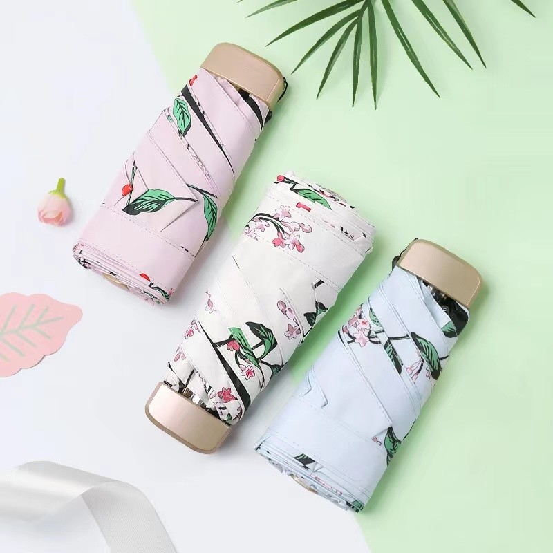5 gấp 6 xương sườn nhỏ nhẹ dễ mang dù với vải Pongee tùy chỉnh