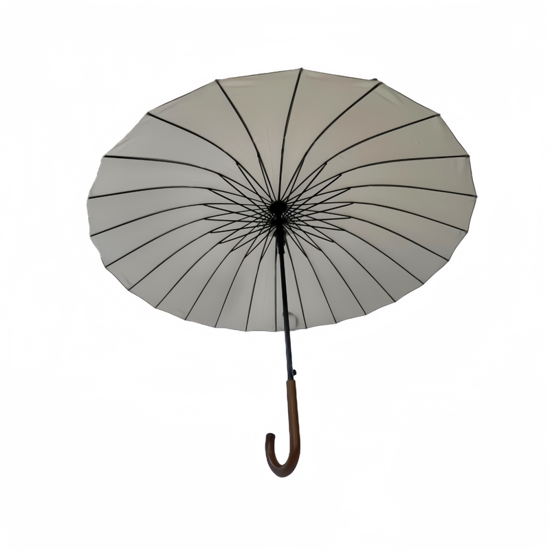 23 inch Super Windproof Wooden Handle Umbrella với 190T Pongee Fabric 24 Ribs và đường kính mở 104cm